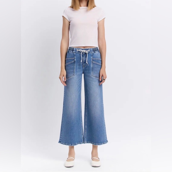 Vervet Denim - Vervet Reassure - High Rise Drawstring Wide Leg Jeans